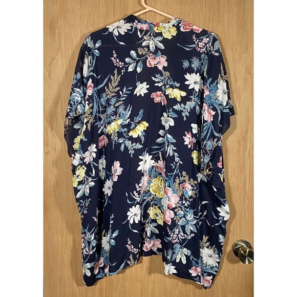 LOFT Women's Sz XS/S Floral Open Front Kimono Top Cover Up Oversized Lightweight - Picture 2 of 5